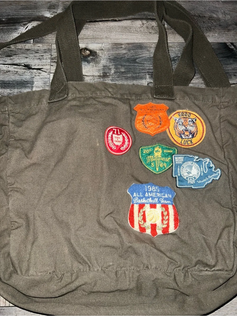 Midwest Kids x Hollister Tote Bag Canvas Patches Green 2023